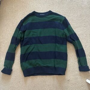 Brandy Melville Navy Green Striped Crewneck Sweater